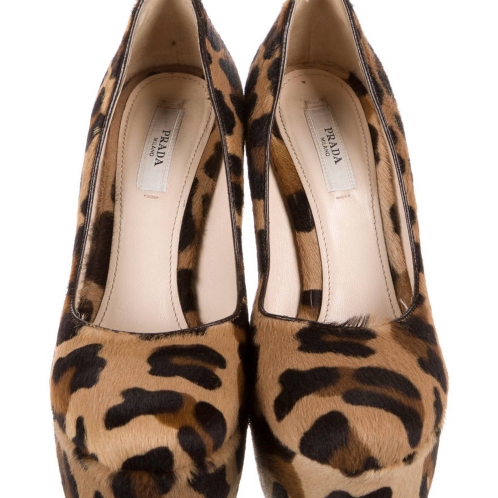 Prada PonyhairBlack Leopard Print Heels